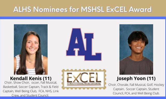 Kenis and Yoon nominated from ALHS for MSHSL ExCEL Award